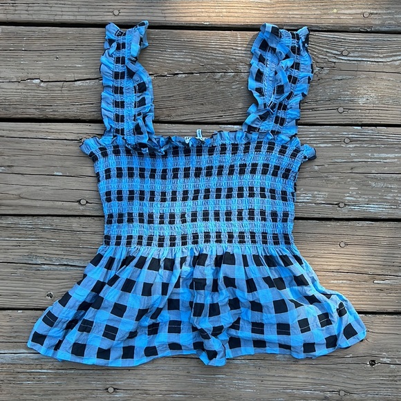 Ganni Cotton Silk Smock Top Sz 36 - Picture 8 of 10